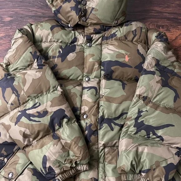 Polo Ralph Lauren Camouflage Puffer Jacket With Detachable Hood Big and Tall Fit - Picture 2 of 5